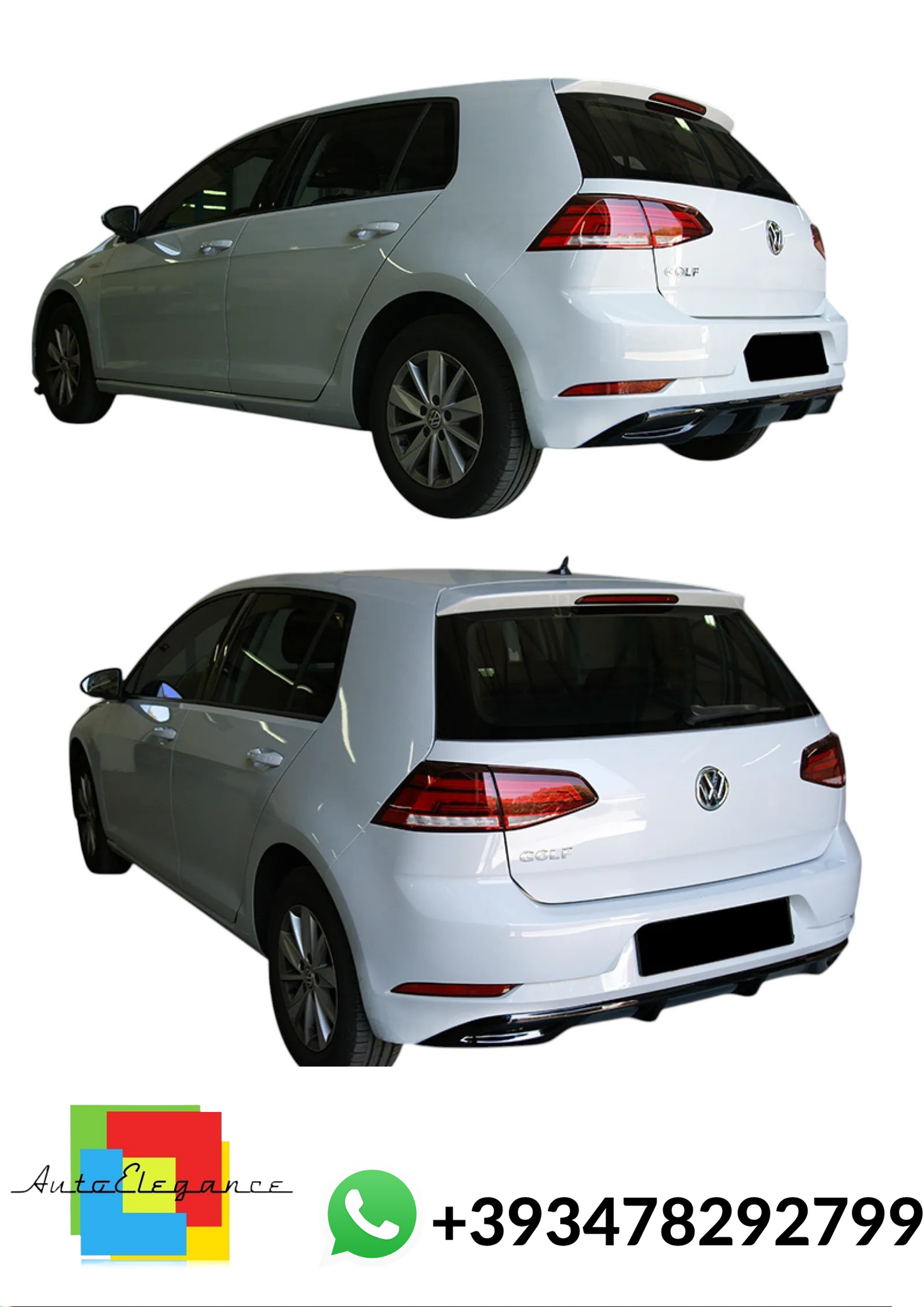 💕DIFFUSORE POSTERIORE Volkswagen Golf Mk7 Facelift Nero Lucido 💕