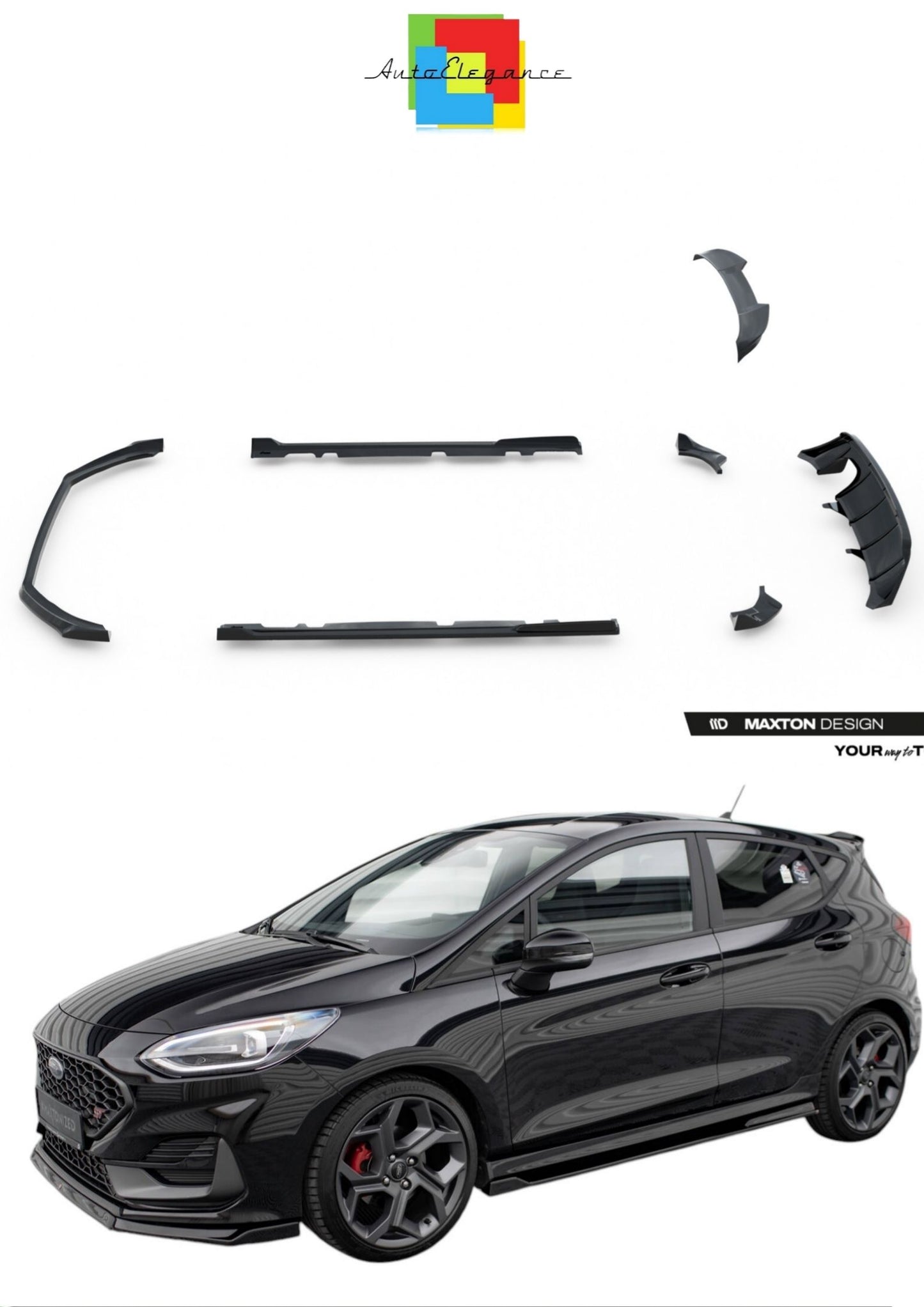 SPLITTER SUITABLE FOR VW GOLF 8 GTI GTD RLINE LOOK GLOSSY BLACK SPORTY DESIGN 