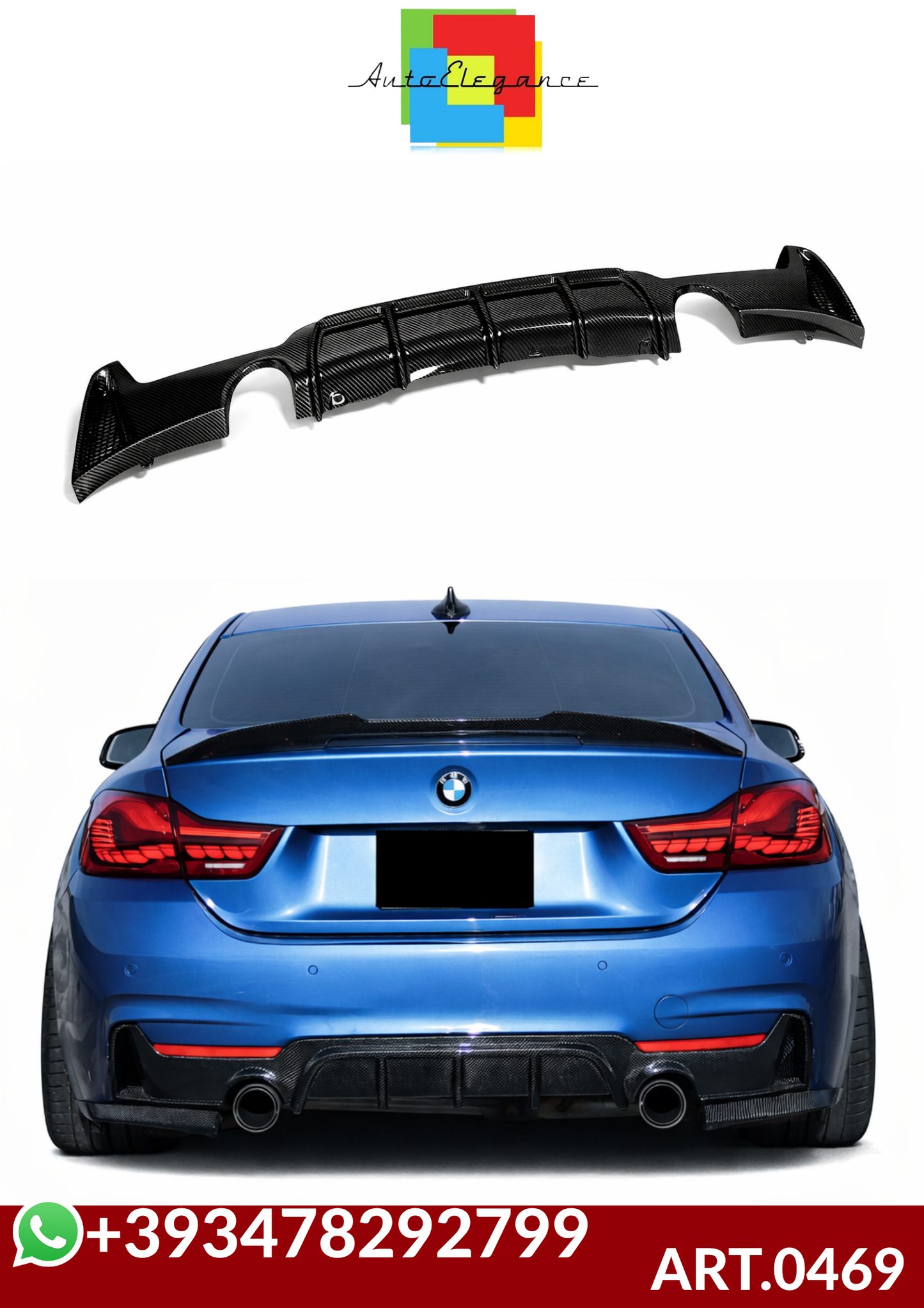 💕ART.0469 DIFFUSORE BMW SERIE 4 F32 F33 F36 MSPORT 1+1 CARBONIO BUONO💕