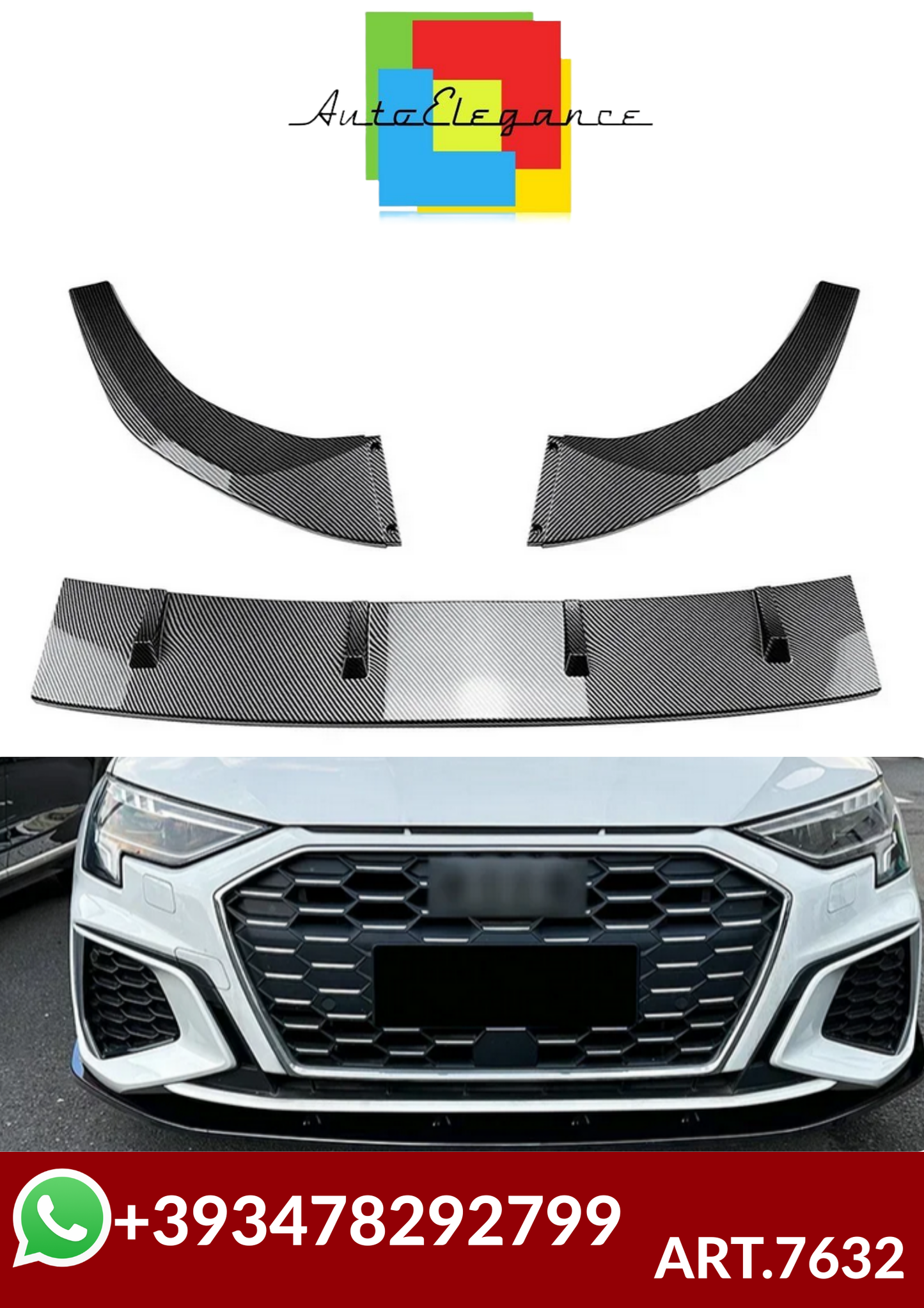 ART.7632 SPLITTER Audi A3 8Y S3 2021 2022 2023+