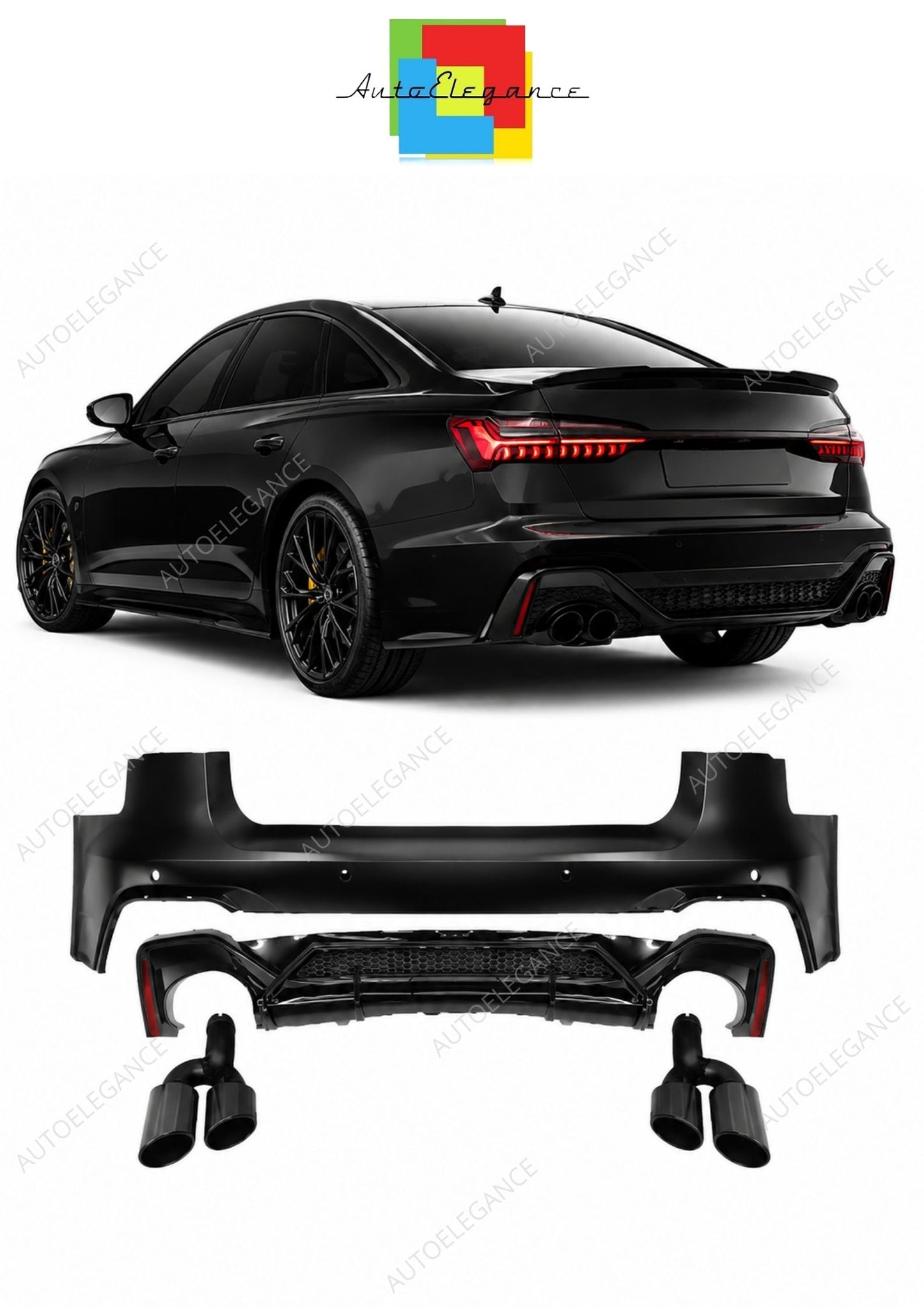 💕 Paraurti Posteriore Adatto per Audi A6 Sedan A6L 18-24 RS6 ABT Look 💕