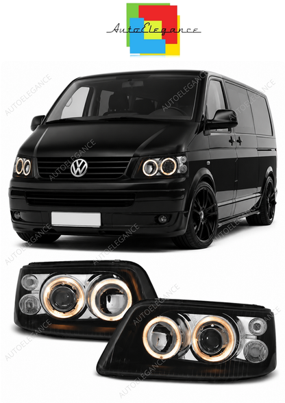 💕 Fari Anteriori Adatto per VW T5 2003-2009 Angel Eyes Neri 💕