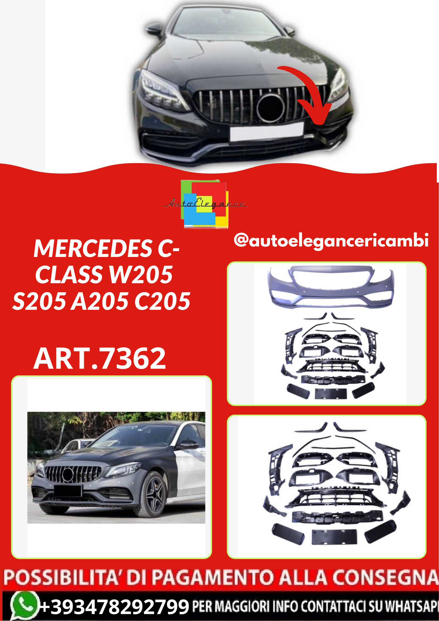 ART.7362 PARAURTI  ANTERIORI  Mercedes C-Class W205 S205 A205 C205
