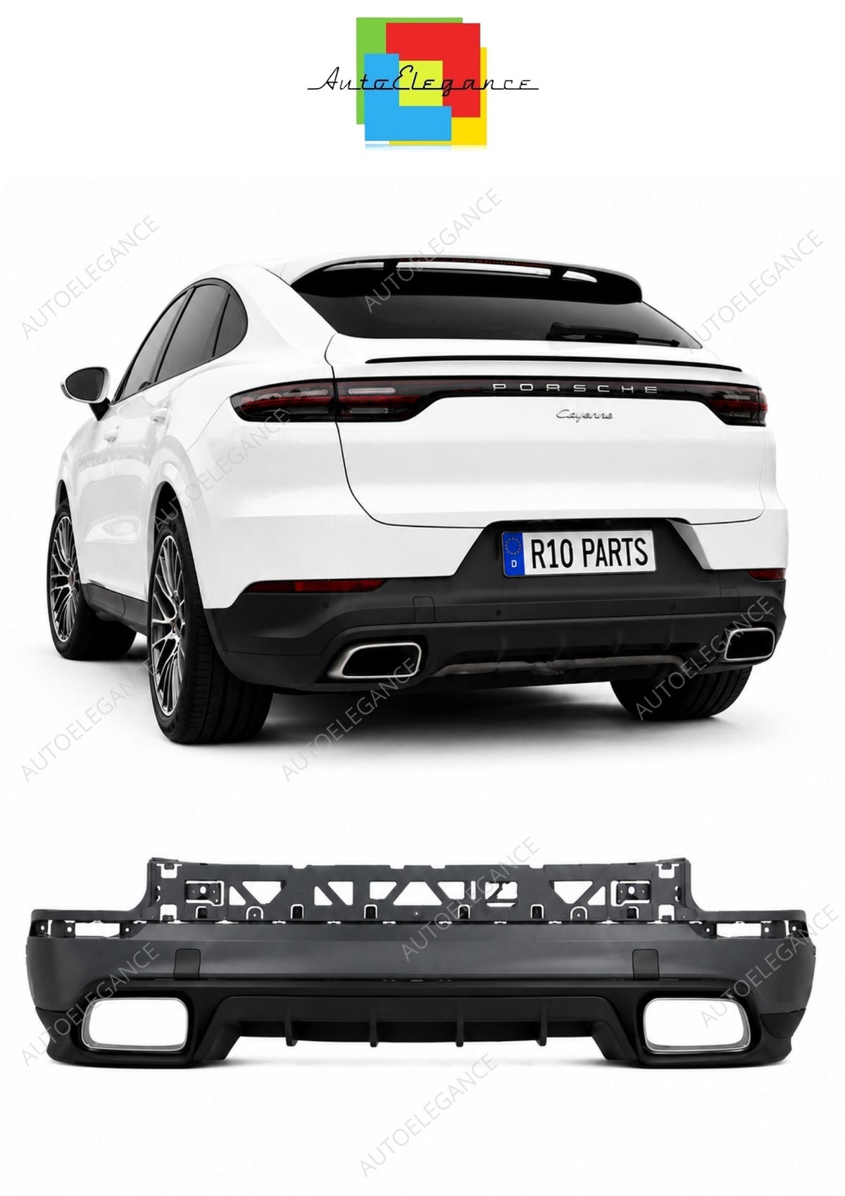 💕 Paraurti Posteriore Adatto per Porsche Cayenne 18-23 Diffusore Turbo Look 💕