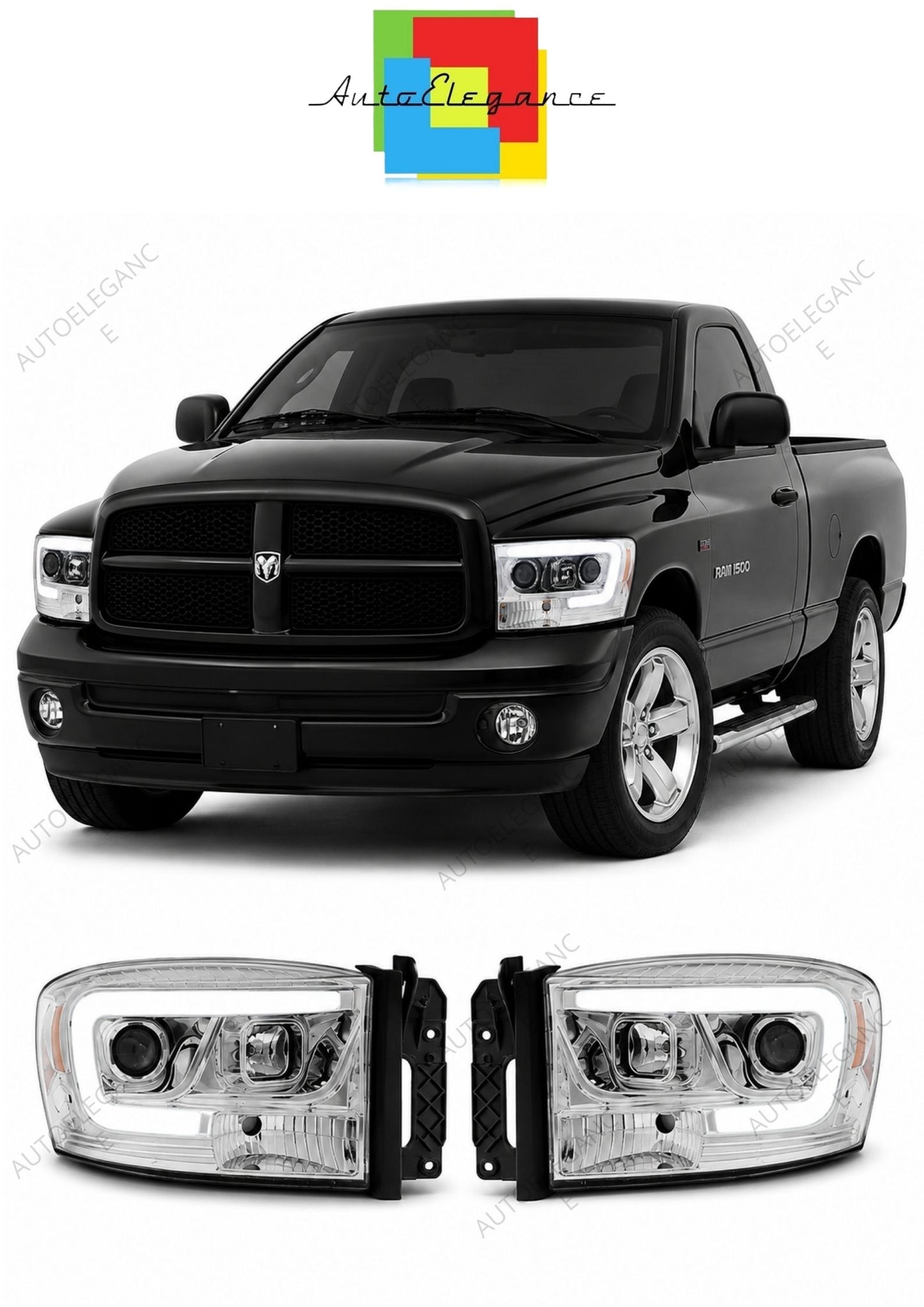 💕 Fari Anteriori Adatto per Dodge RAM 2006-2008 Tube Light LED Cromati 💕