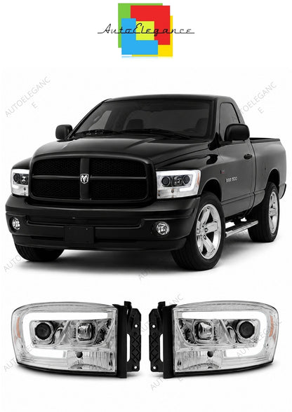 💕 Fari Anteriori Adatto per Dodge RAM 2006-2008 Tube Light LED Cromati 💕