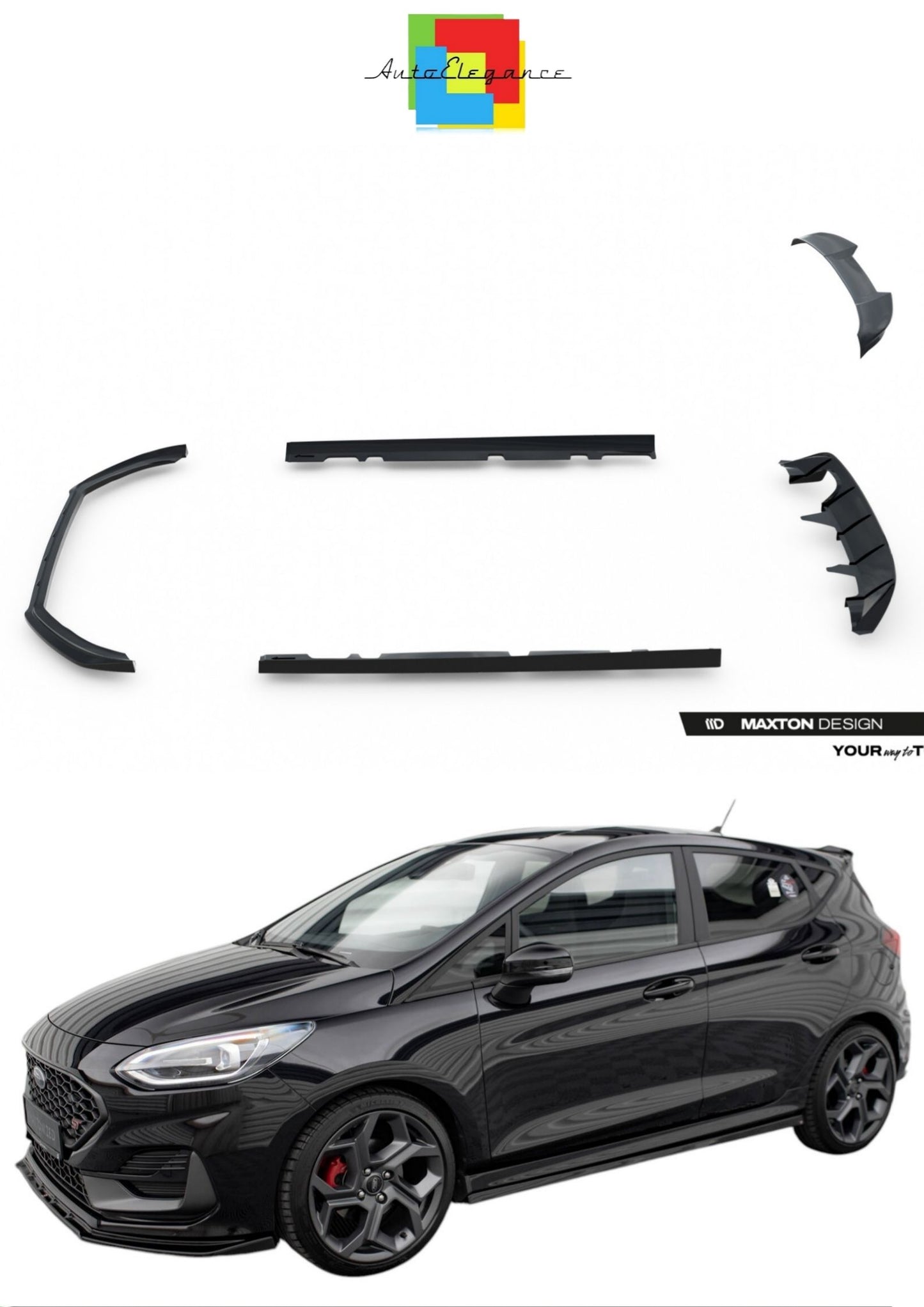 SPLITTER SUITABLE FOR VW GOLF 8 GTI GTD RLINE LOOK GLOSSY BLACK SPORTY DESIGN 