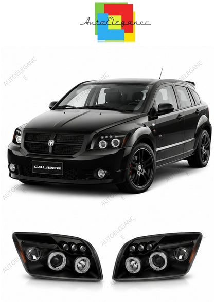 💕 Fari Anteriori Adatto per Dodge Caliber 2006-2012 Angel Eyes Neri 💕