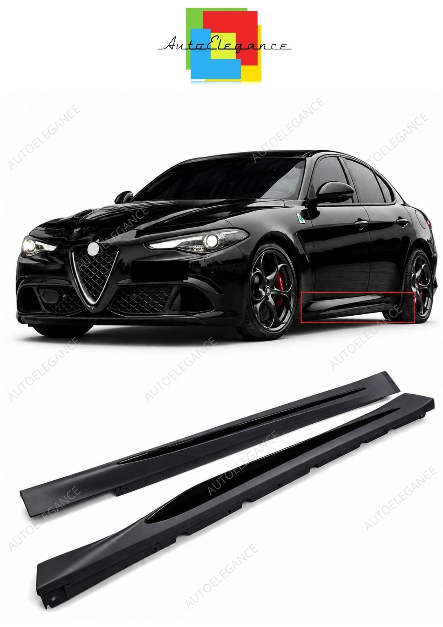 💕art.0820 Kit minigonne laterali nere attacco soglia adatto per Giulia 952💕