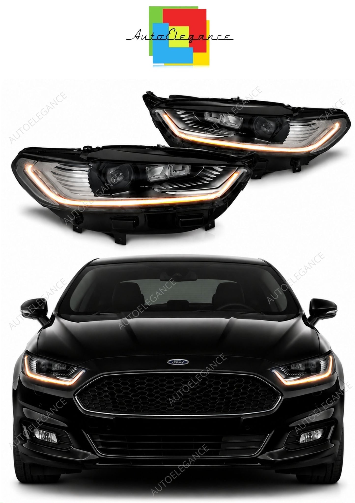 💕 Fari Anteriori Adatto per Ford Mondeo MK5 14-18 LED DRL Sequenziali 💕