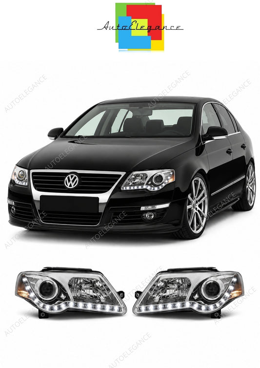 💕 Fari Anteriori Adatto per VW Passat B6 3C 2005-2010 Daylight LED Cromati 💕