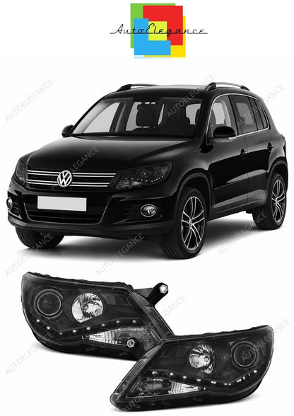 💕 Fari Anteriori Adatto per VW Tiguan 2007-2011 Daylight LED Neri 💕