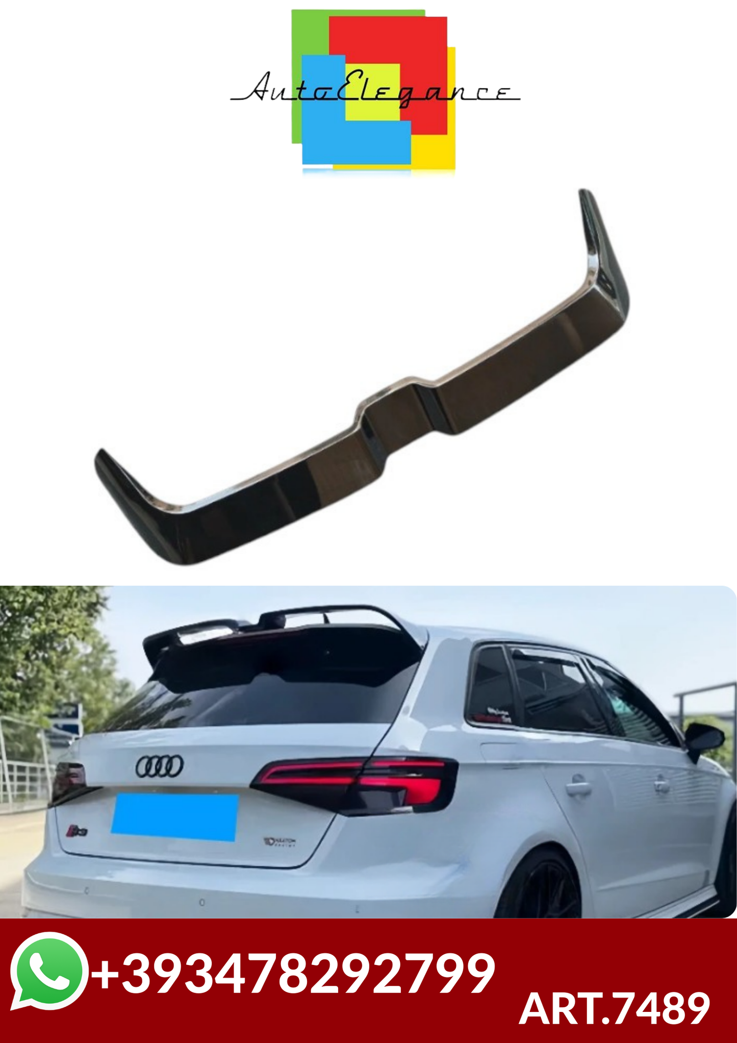 ART.7489  SPOILER  AUDI A3 2013-2020  NERO  LUCIDO