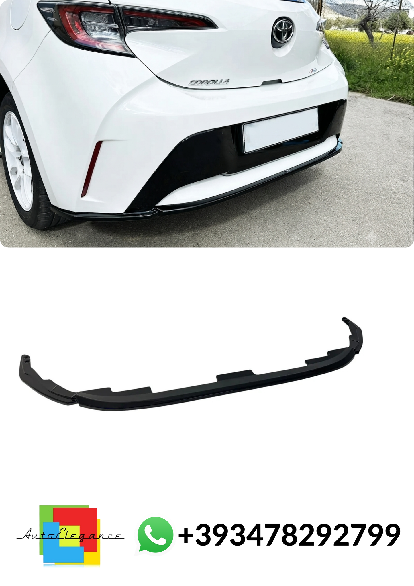 💕SPLITTER POSTERIORE Toyota Corolla Mk12 Hatchback NERO LUCIDO💕