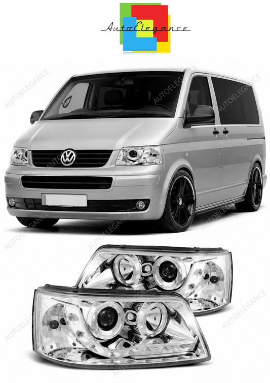 💕 Fari Anteriori Adatto per VW T5 2003-2009 Daylight LED Cromati 💕