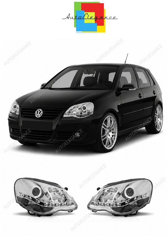 💕 Fari Anteriori Adatto per VW Polo 9N3 2005-2009 Daylight LED Cromati 💕
