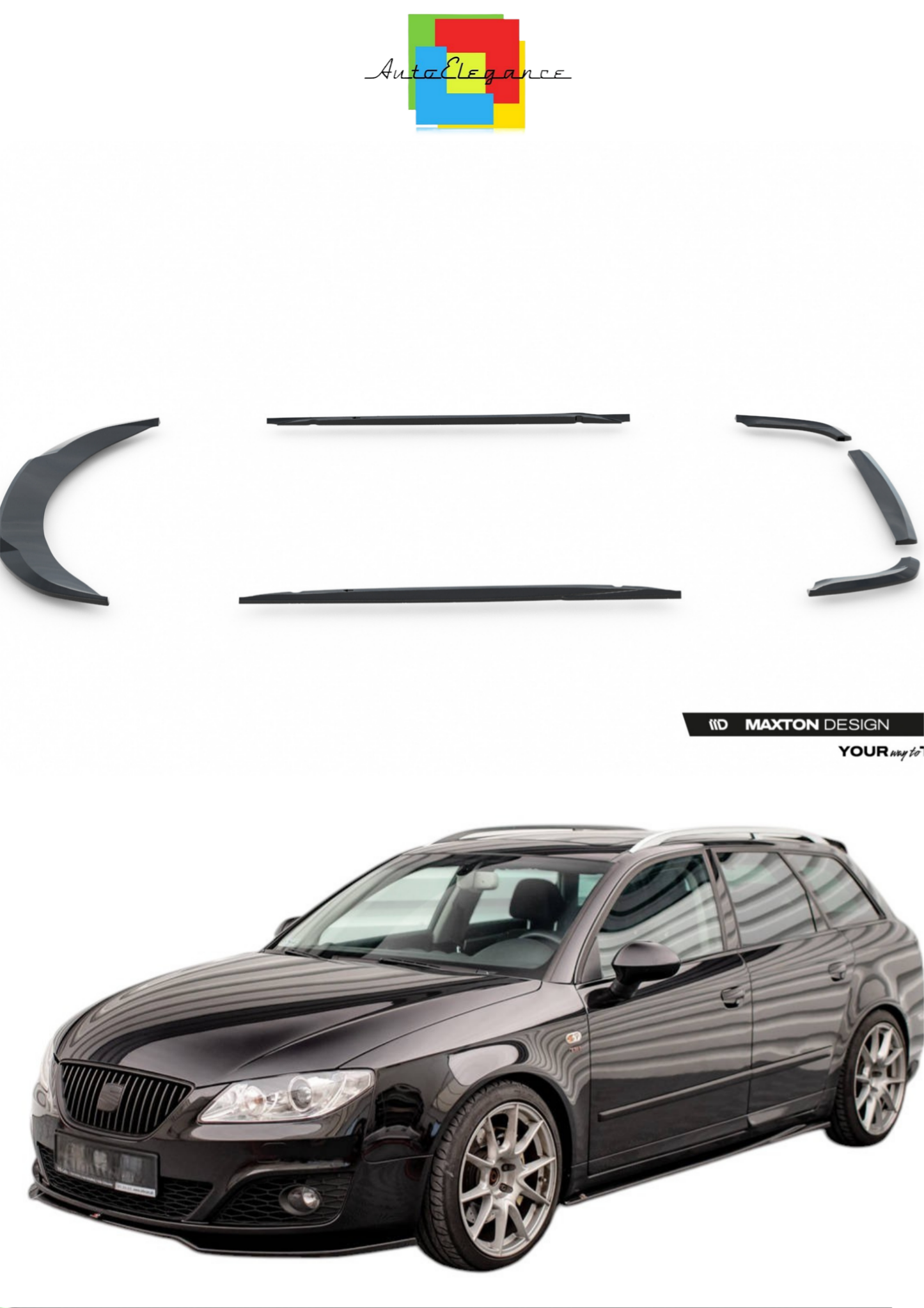 SPLITTER SUITABLE FOR VW GOLF 8 GTI GTD RLINE LOOK GLOSSY BLACK SPORTY DESIGN 