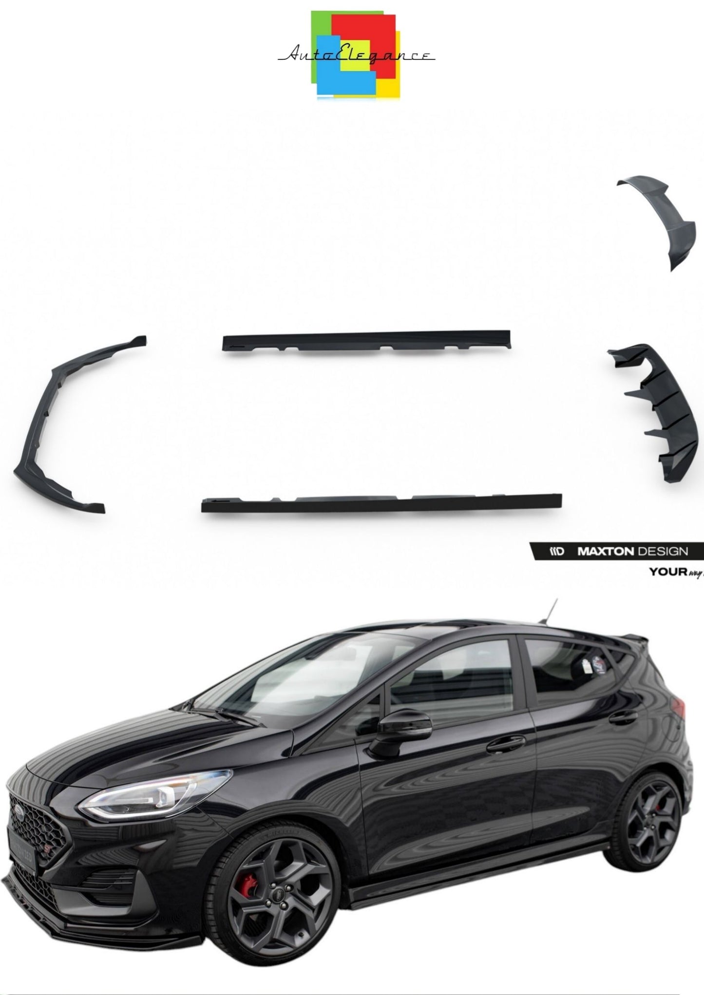 SPLITTER SUITABLE FOR VW GOLF 8 GTI GTD RLINE LOOK GLOSSY BLACK SPORTY DESIGN 