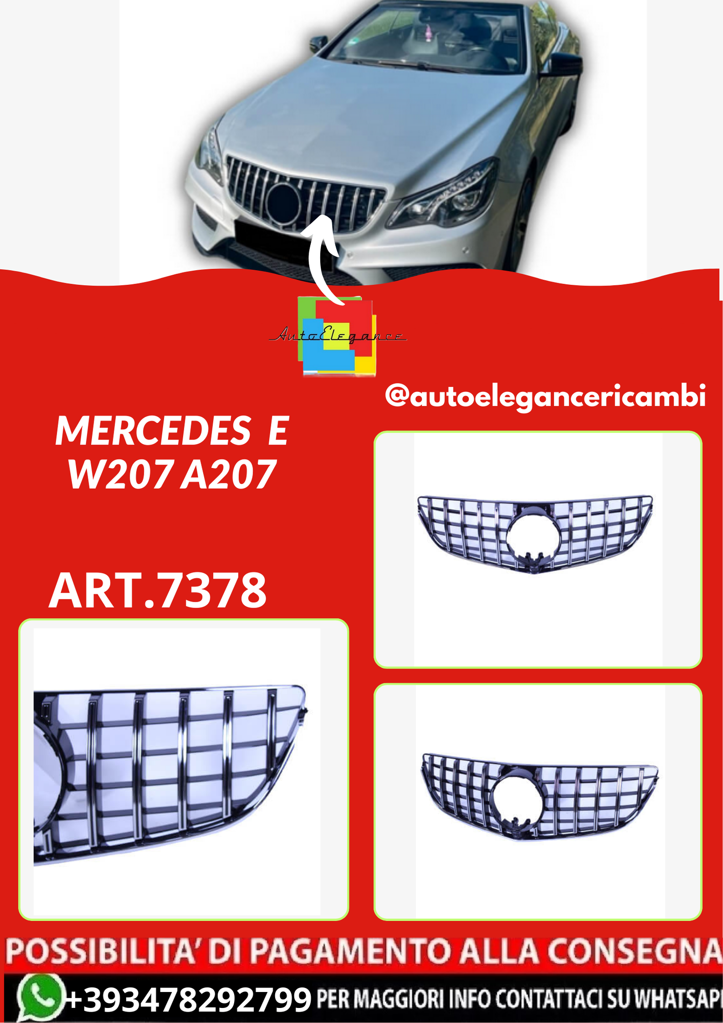 ART.7378  GRIGLIA  MERCEDES  E W207 A207  NERO LUCIDO