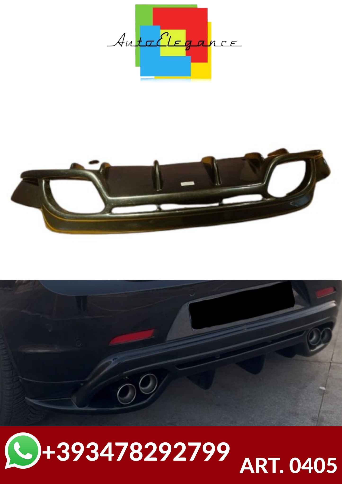 ART. 0405 DIFFUSORE ALFA ROMEO GIULIETTA LOOK QUADRIFOGLIO NERO LUCIDO