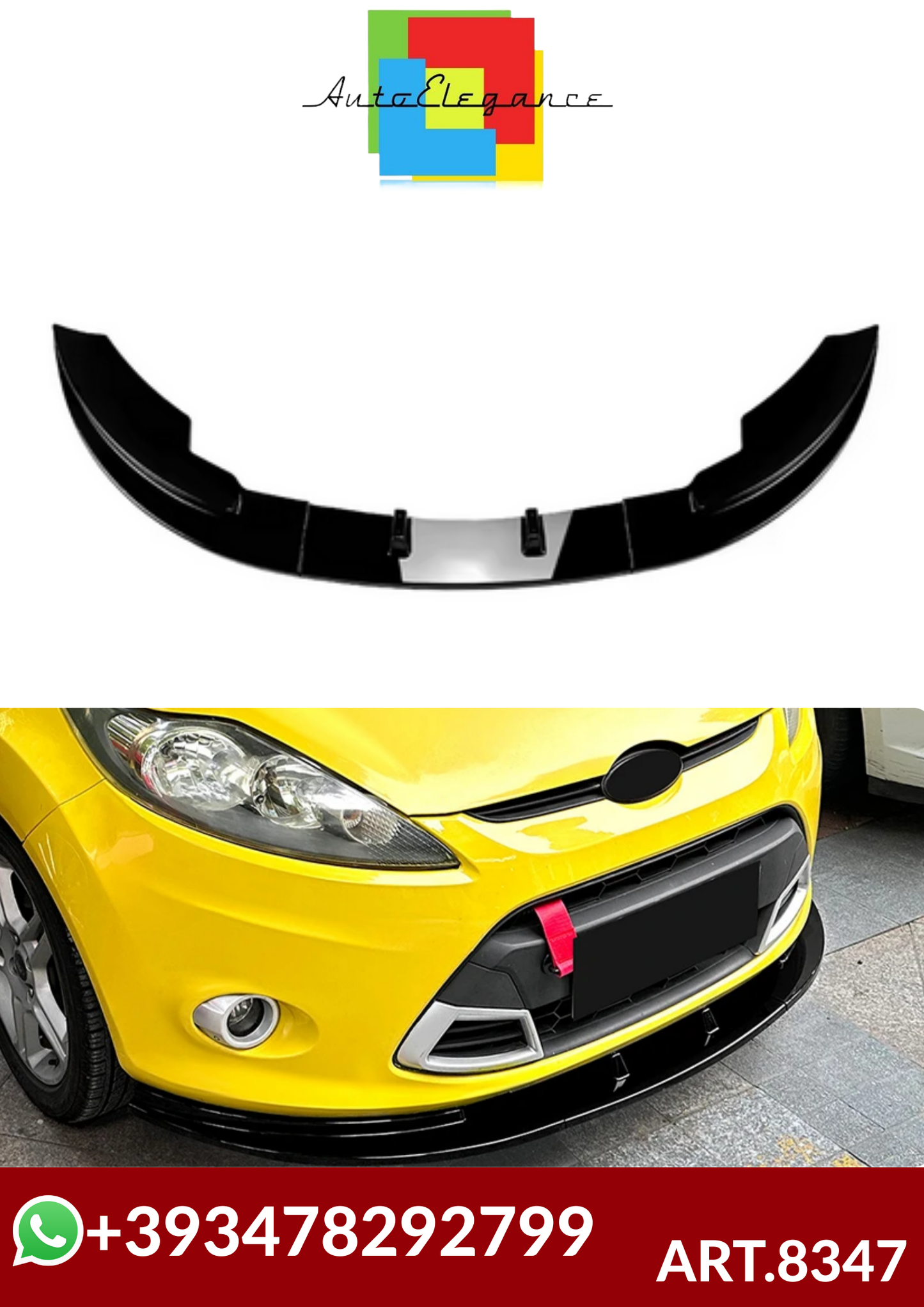 💕ART.8347 SPLITTER For Ford Fiesta MK7 2008-2012 NERO  LUCIDO  💕