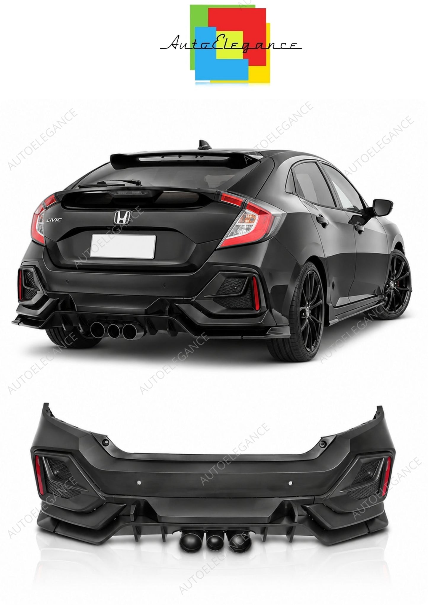 💕 Paraurti Posteriore Adatto per Honda Civic X Hatchback 16-21 Sport Style 💕