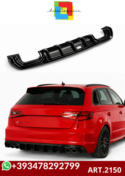 💕ART.2150 DIFFUSORE AUDI A3 8V 2012-2016 SLINE S3 NERO LUCIDO 2+2 💕