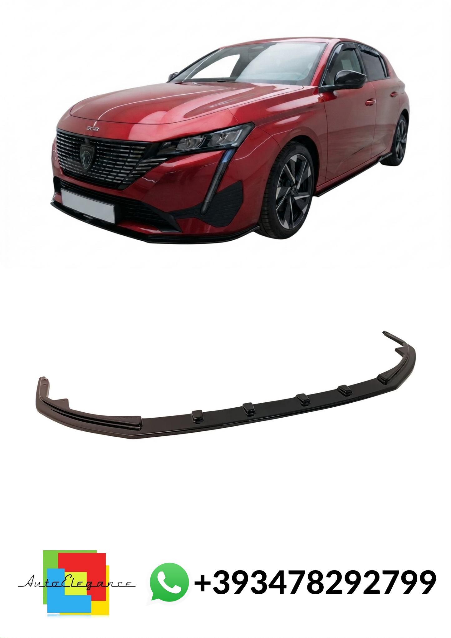 💕SPLITTER ANTERIORE Peugeot 308 Mk3 NERO LUCIDO💕