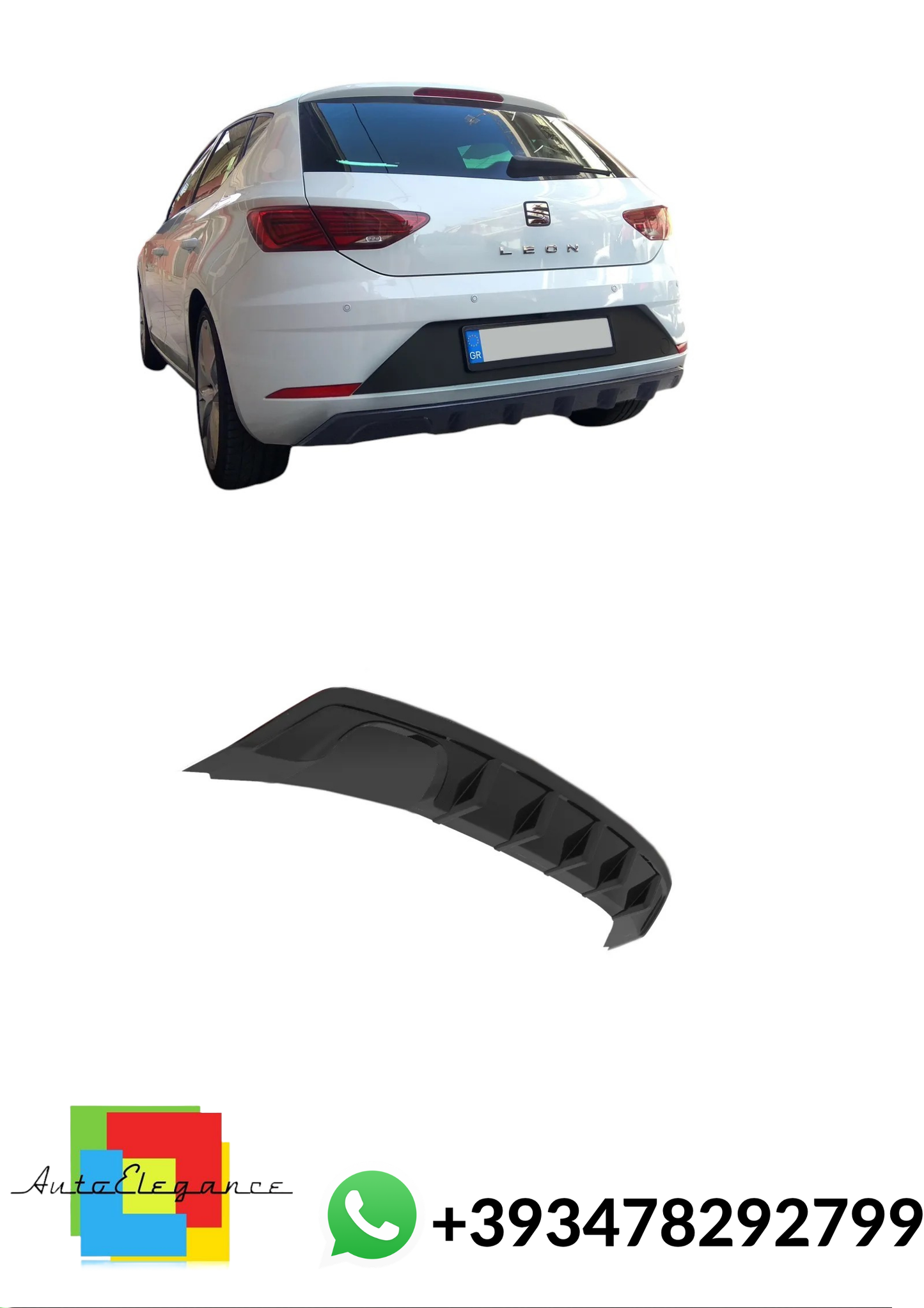 💕DIFFUSORE POSTERIORE Seat Leon Mk3 Facelift Nero Lucido 💕