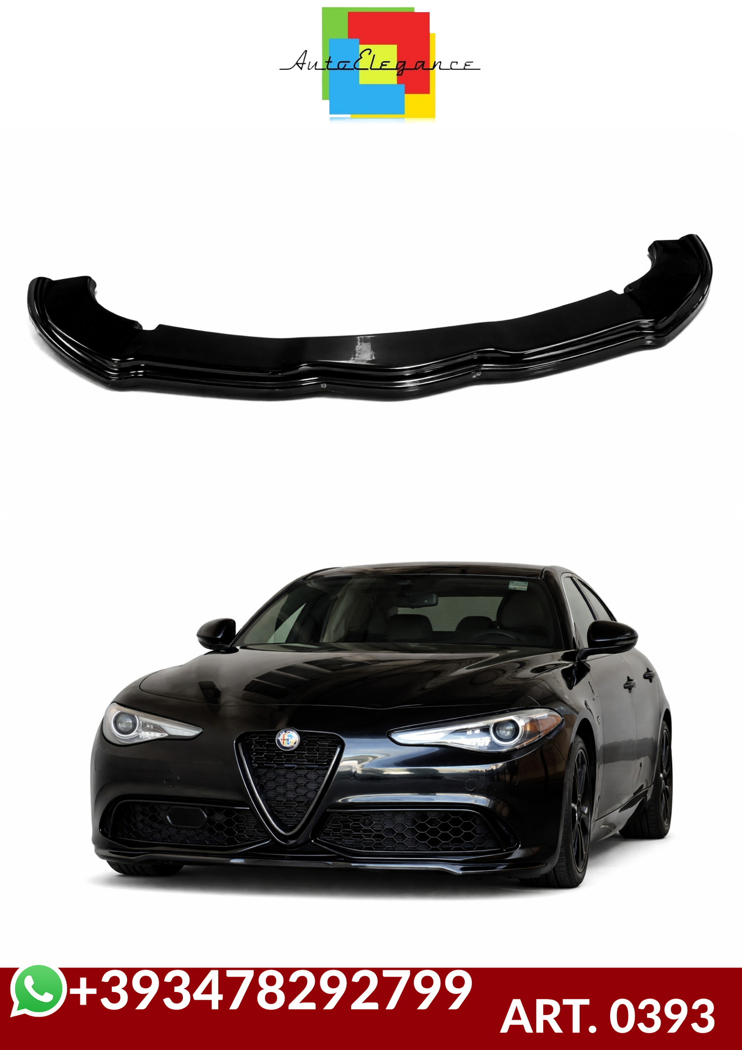 💕ART. 0393 SPLITTER ALFA  GIULIA STANDARD / VELOCE NERO LUCIDO 💕
