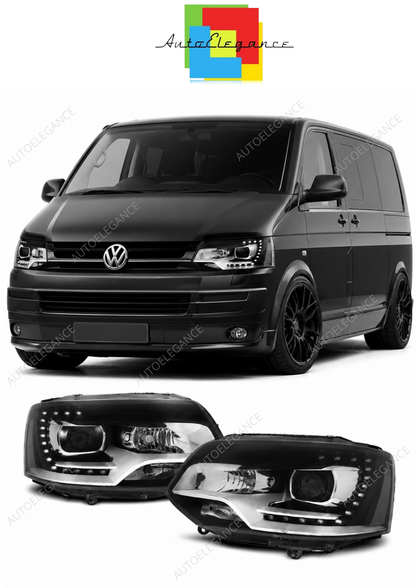 💕 Fari Anteriori Adatto per VW T5 2010-2015 True DRL LED Neri 💕