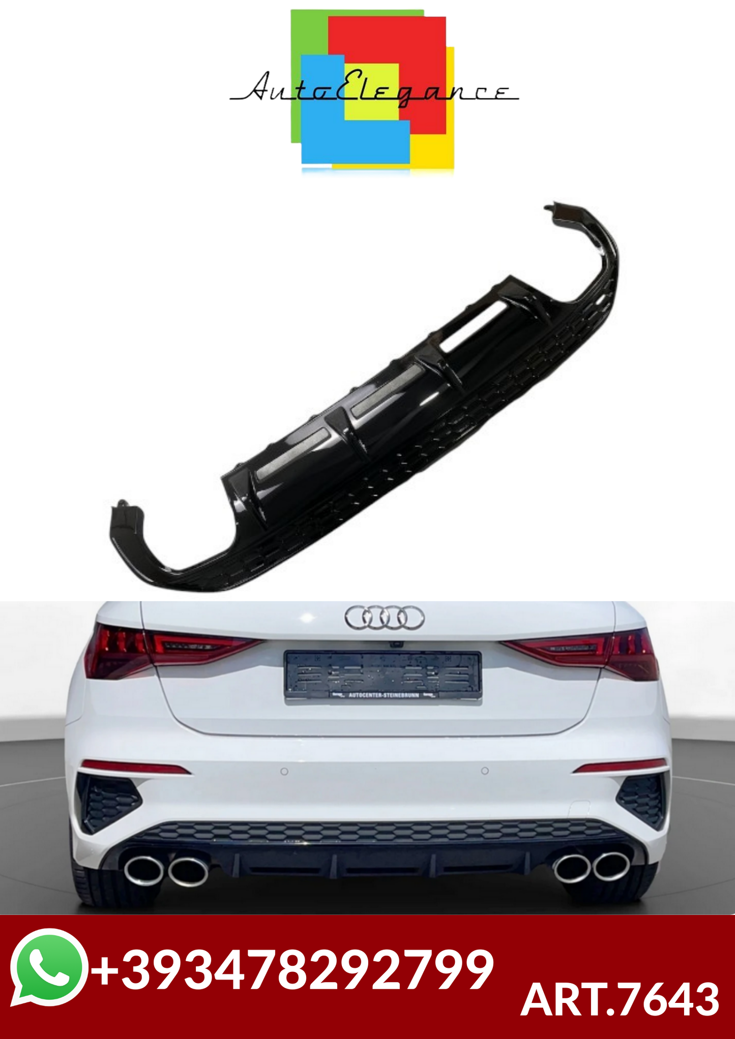 ART.7643 DIFFUSORI  Audi S3 & A3 S-Line 8Y 2020-2023