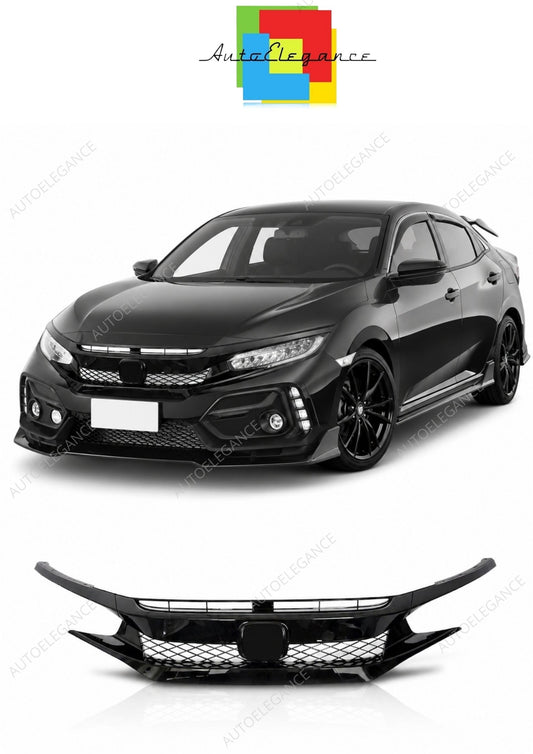 💕 Griglia Anteriore Adatto per Honda Civic X 16-21 Sport Glossy Black 💕