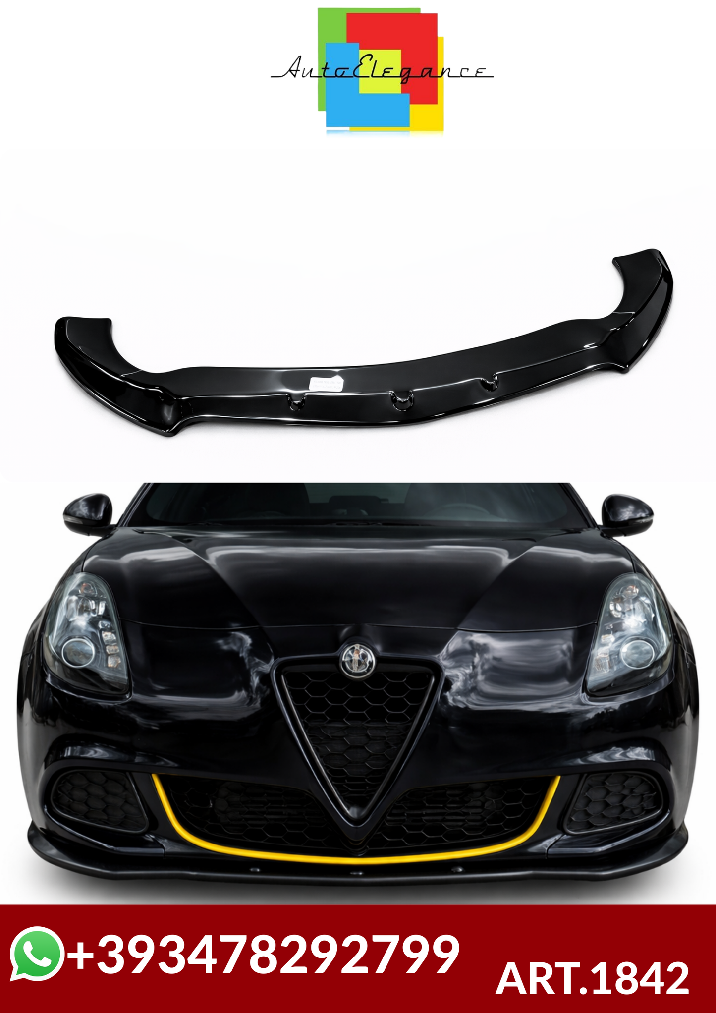 💕ART.1842  SPLITTER  ALFA ROMEO GIULIETTA 2010-2020 NERO LUCIDO💕