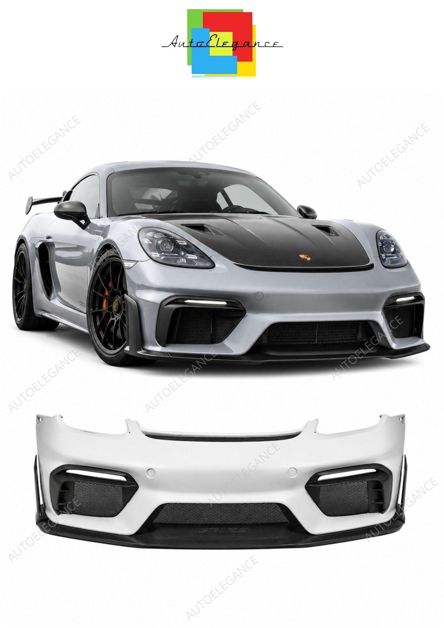 💕 Paraurti Anteriore Adatto per Porsche Cayman 17-23 Look GT4 RS 💕