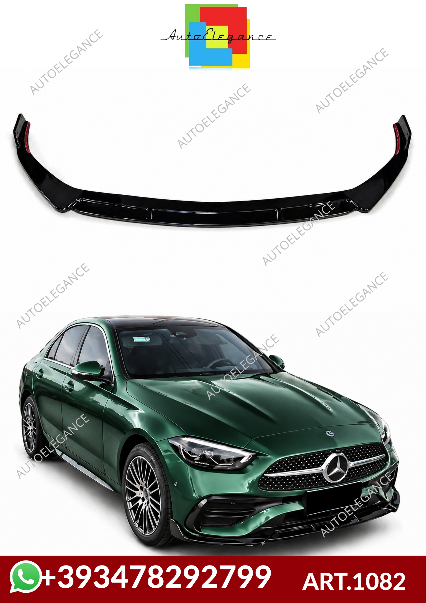 💕ART.1082 SPLITTER M.BENZ CLASSE C W206 AMG LOOK BRABUS NERO LUCIDO 3PZ💕