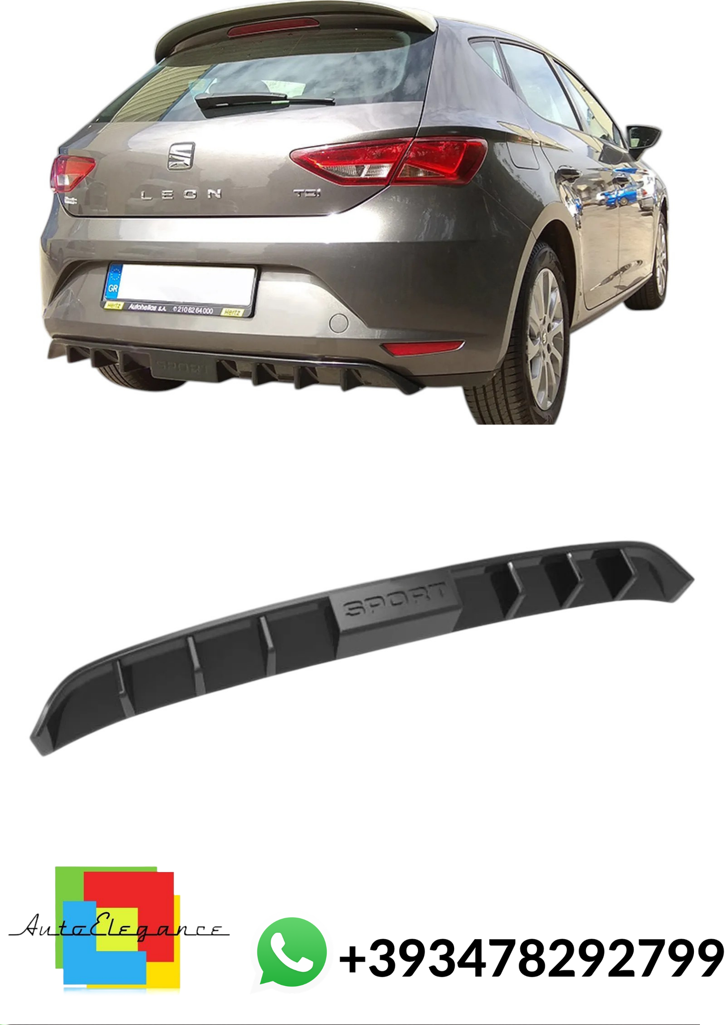 💕DIFFUSORE POSTERIORE Seat Leon Mk3 Nero Lucido 💕 (Copia) (Copia)
