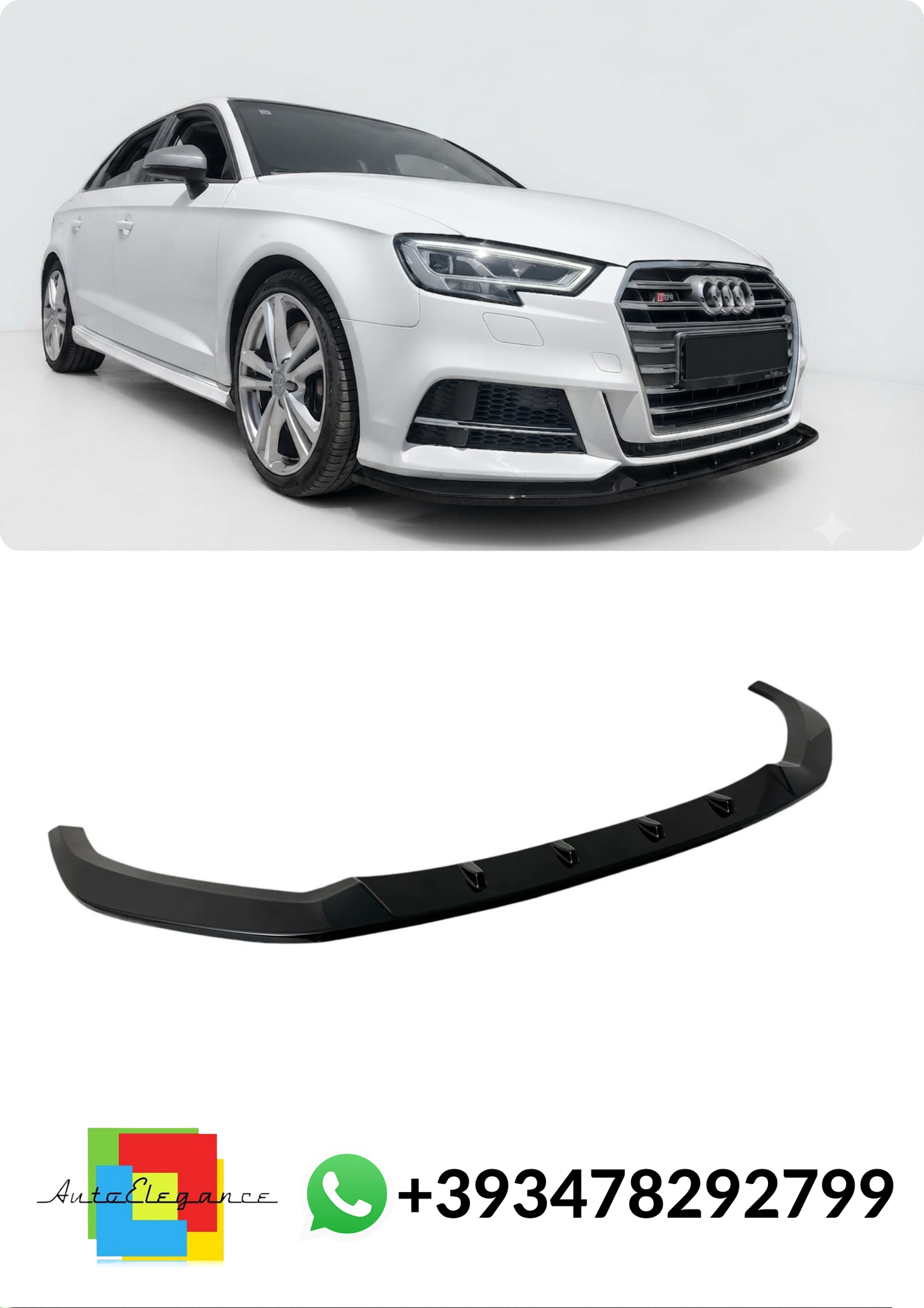 💕SPLITTER ANTERIORE Audi S3 / A3 S-Line 8V Facelift Sportback NERO LUCIDO💕