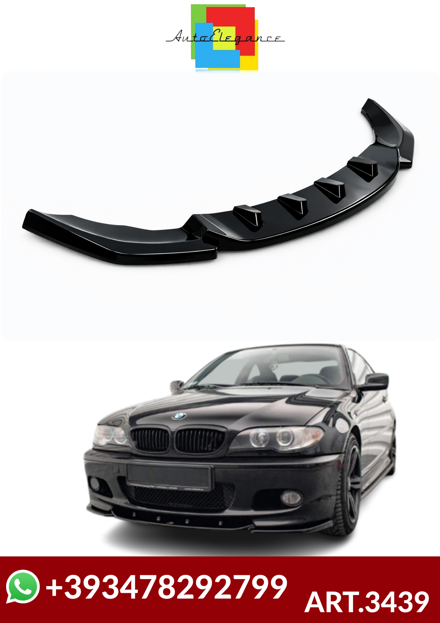 💕ART.3439 Splitter BMW 3 Series E46 / 2001 - 2006 NERO  LUCIDO💕