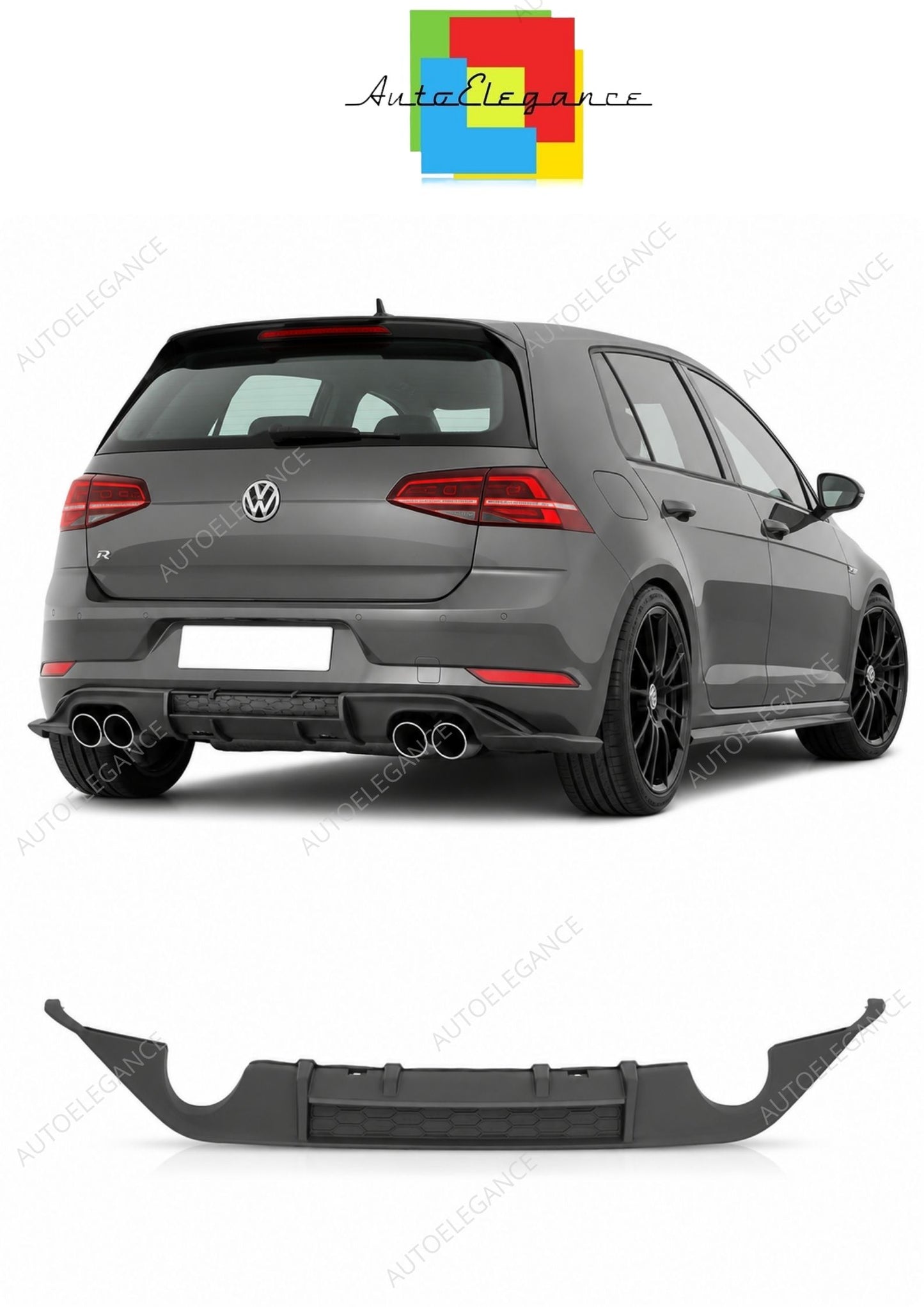 💕 Diffusore Posteriore Adatto per VW Golf VII 13-17 Sport Twin Outlet 💕