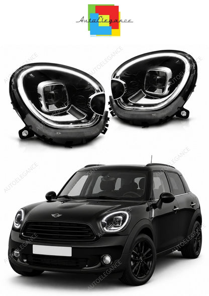 💕 Fari Anteriori Adatto per Mini Cooper R60 R61 10-16 Full LED DRL Tube Neri 💕