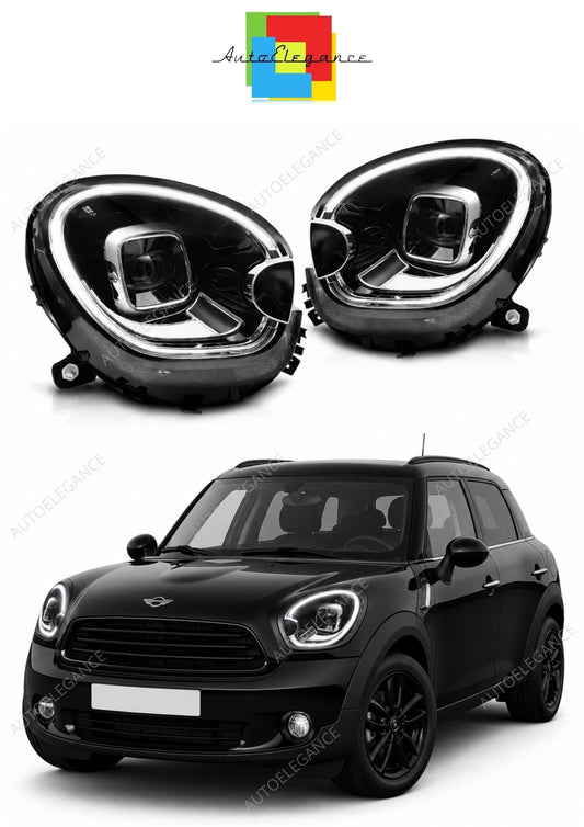 💕 Fari Anteriori Adatto per Mini Cooper R60 R61 10-16 Full LED DRL Tube Neri 💕