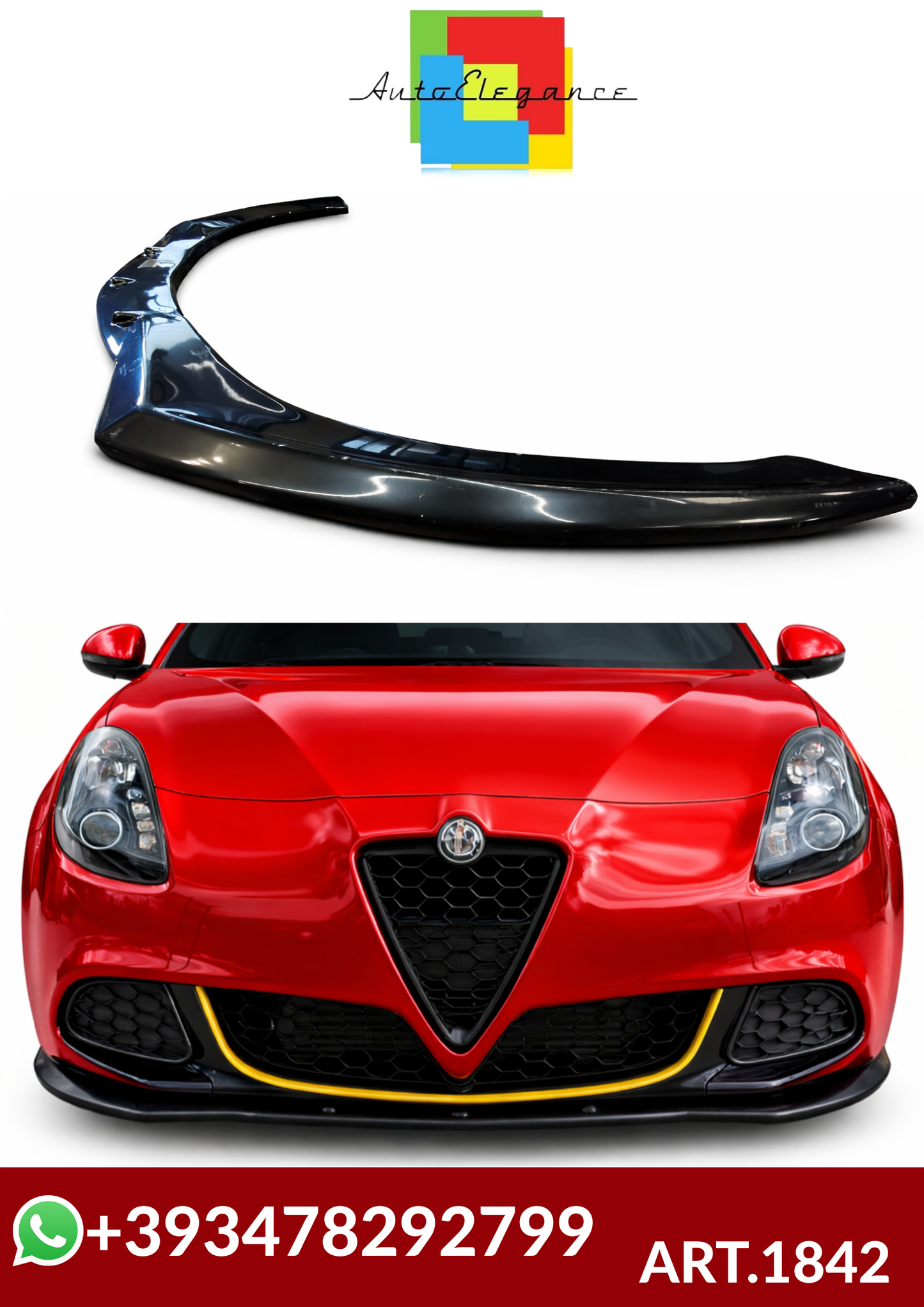 💕ART.1842  SPLITTER  ALFA ROMEO GIULIETTA 2010-2020 NERO LUCIDO💕