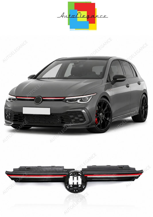 💕 Griglia Anteriore Adatto per VW Golf VIII 19-24 Sport LED Nero Lucido 💕