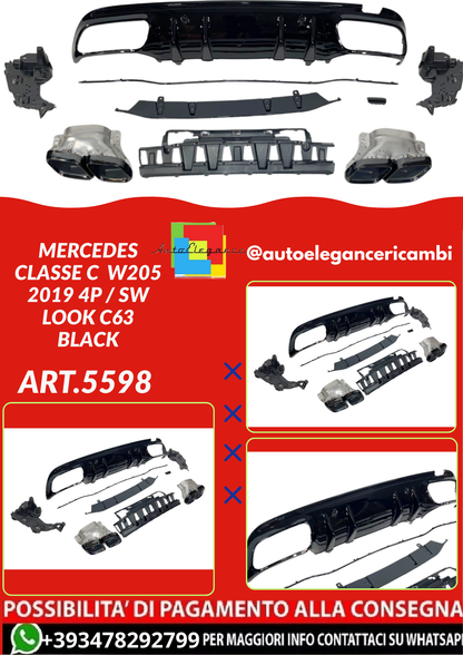 ART.5598  DIFFUSORI MERCEDES CLASSE C  W205 2019 4P / SW Look C63 Black
