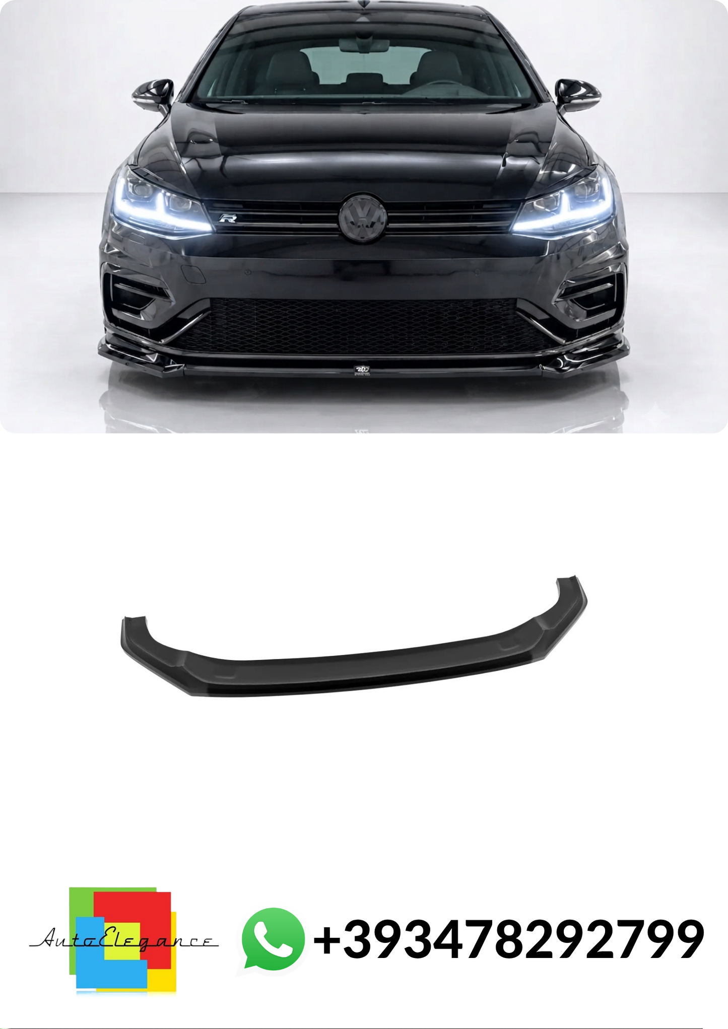 💕SPLITTER ANTERIORE V.2 Volkswagen Golf Mk7 Facelift R / R-Line NERO LUCIDO💕