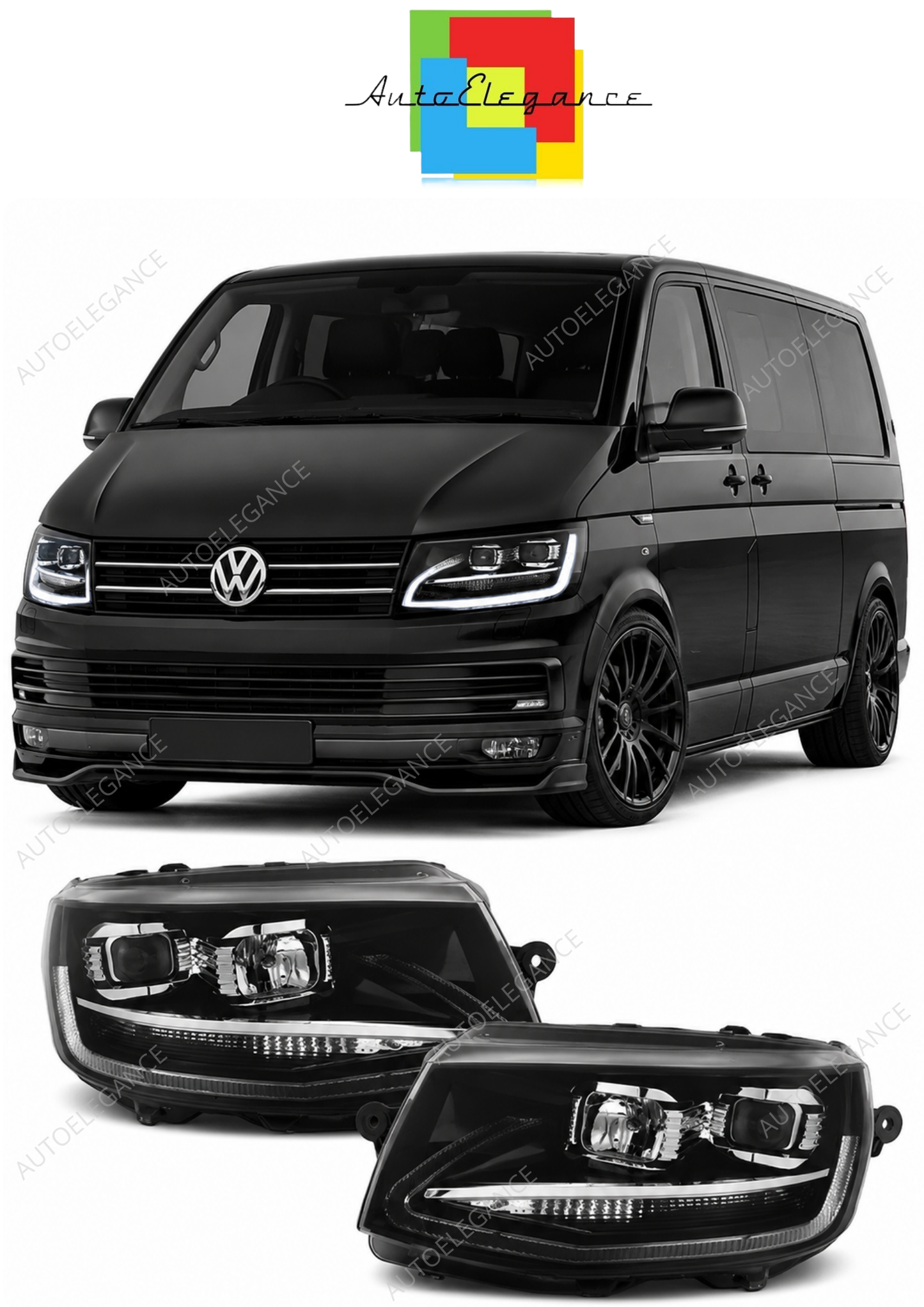 💕 Fari Anteriori Adatto per VW T6 2015-2019 True DRL LED Neri 💕