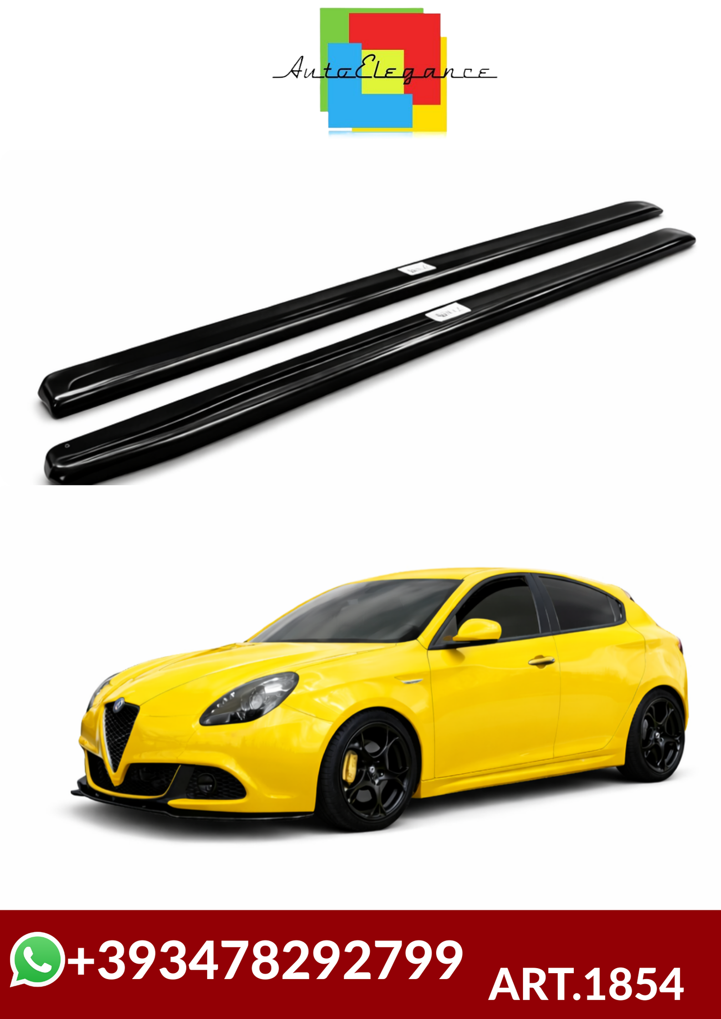 💕ART.1854  SOTTO MINIGONNE ALFA ROMEO  GIULIETTA 2010-2020 NERO LUCIDO 💕