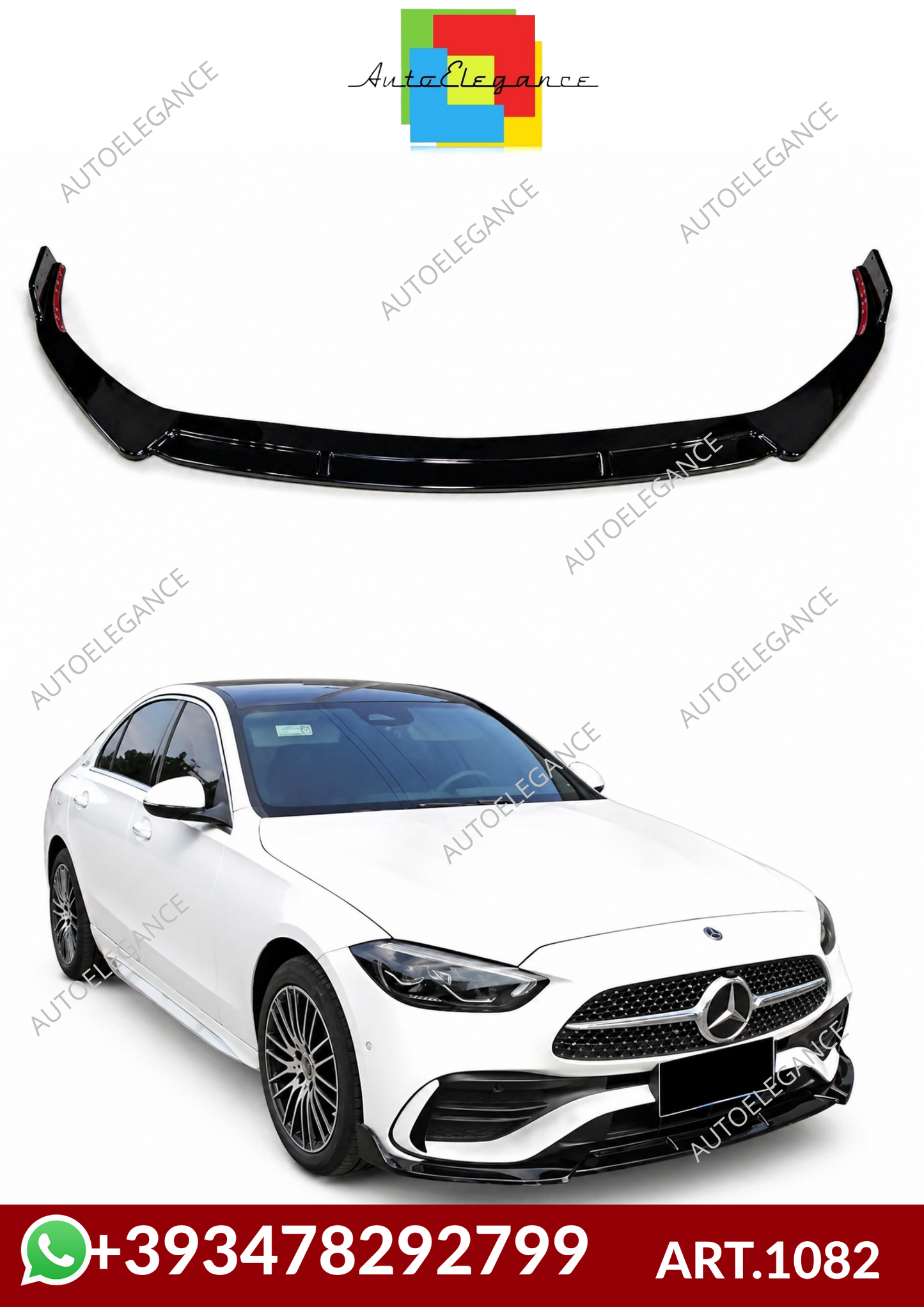 💕ART.1082 SPLITTER M.BENZ CLASSE C W206 AMG LOOK BRABUS NERO LUCIDO 3PZ💕