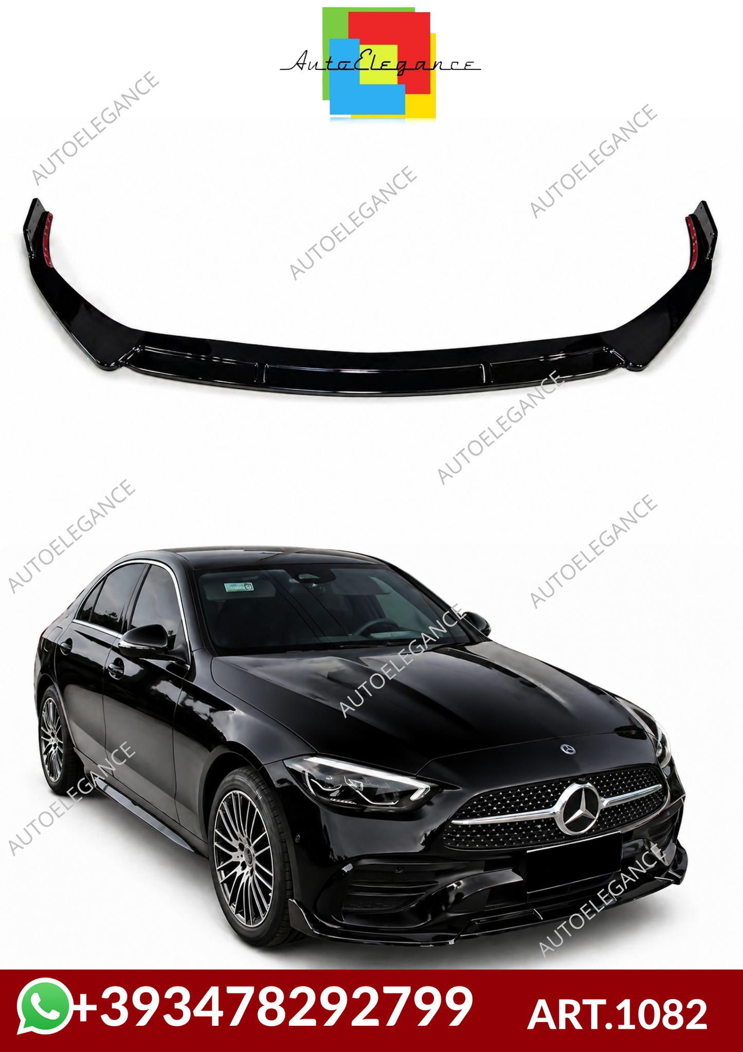 💕ART.1082 SPLITTER M.BENZ CLASSE C W206 AMG LOOK BRABUS NERO LUCIDO 3PZ💕